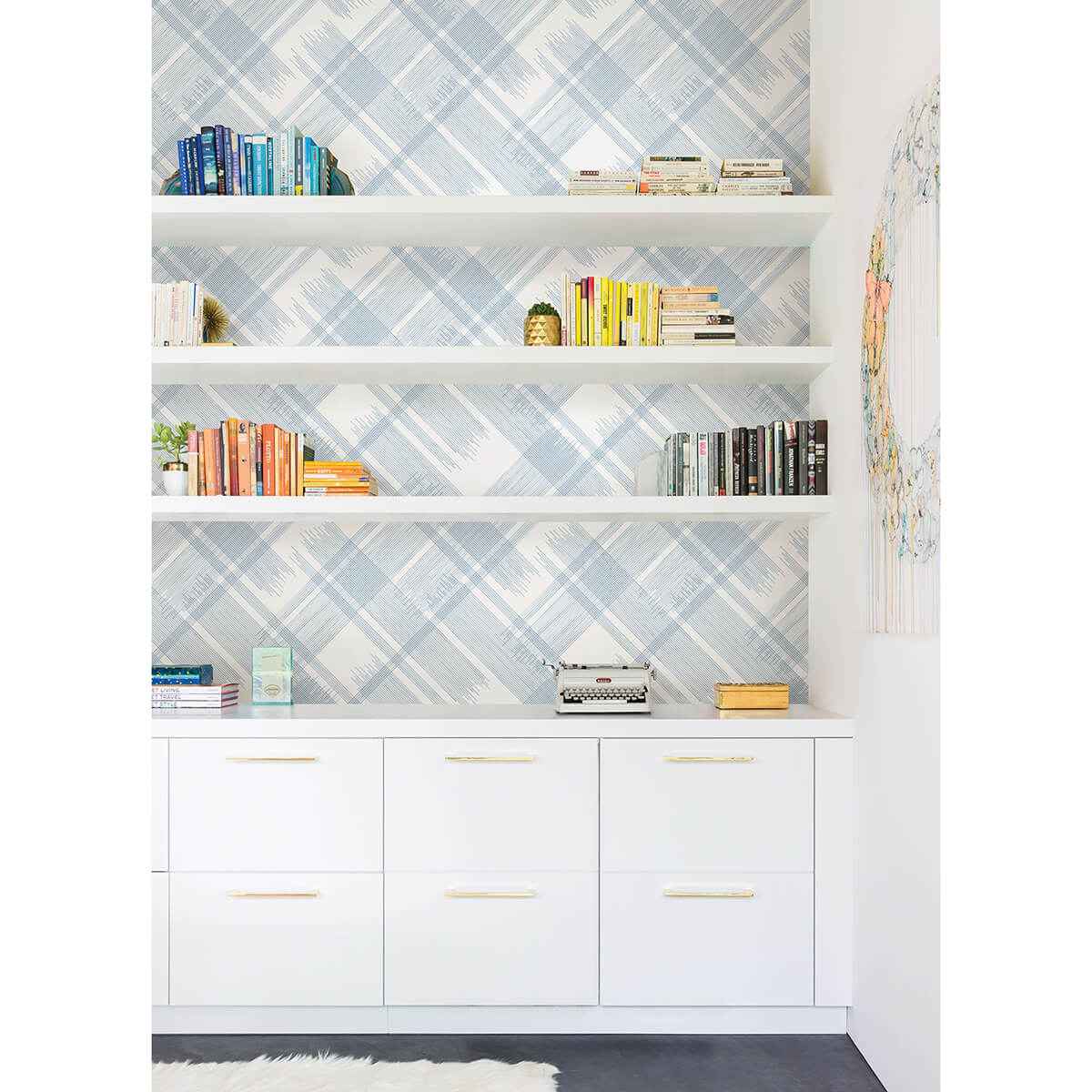 Zag Blue Modern Plaid Wallpaper - York Wallcoverings - 2973-90705 - York Wallcoverings Wallpaper