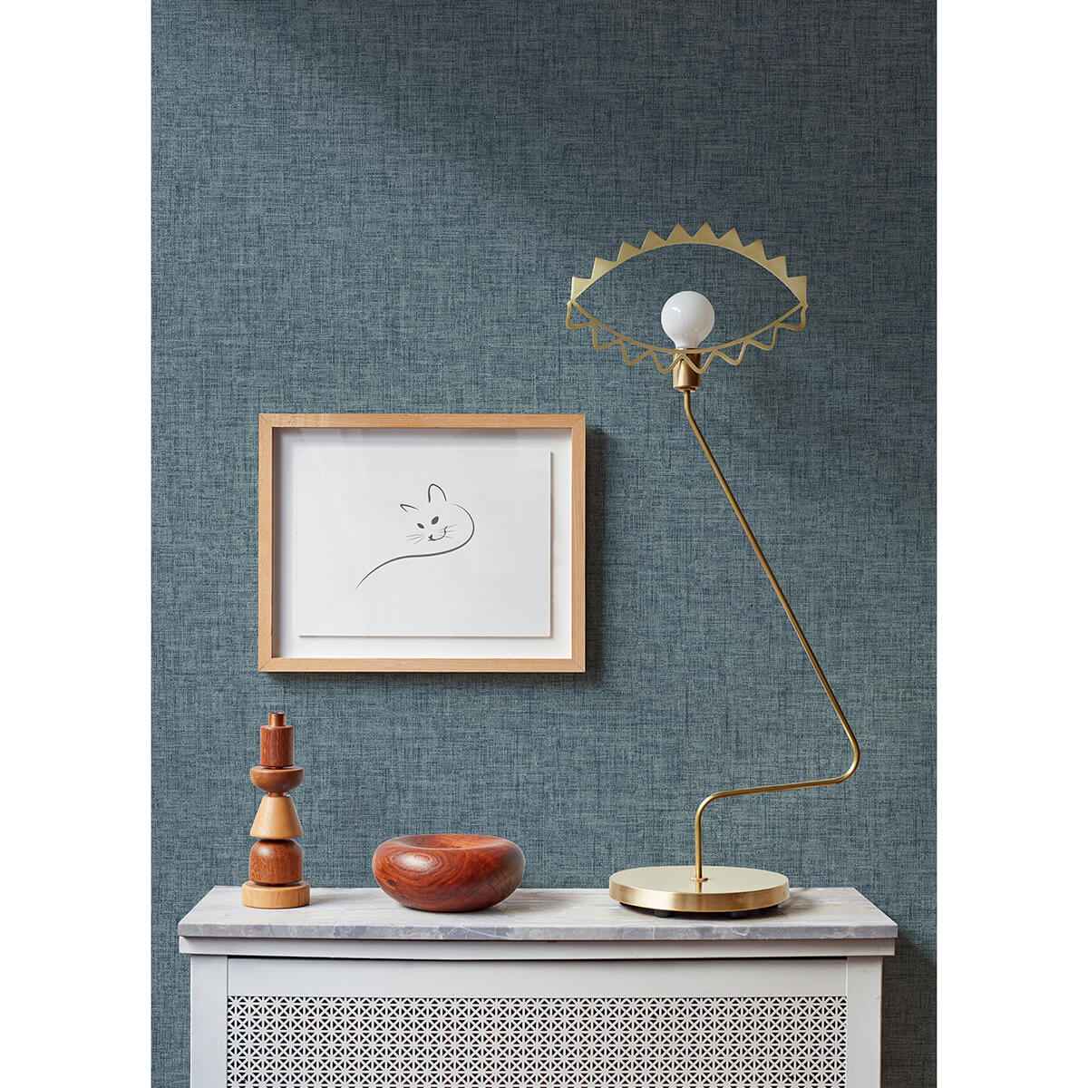 Bentley Navy Faux Linen Wallpaper - York Wallcoverings - 2973-90913 - York Wallcoverings Wallpaper