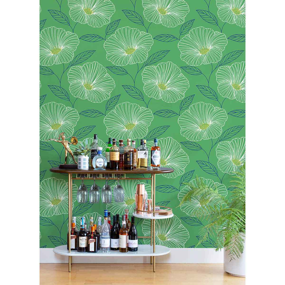 Mythic Green Floral Wallpaper - York Wallcoverings - 2973-91133 - York Wallcoverings Wallpaper