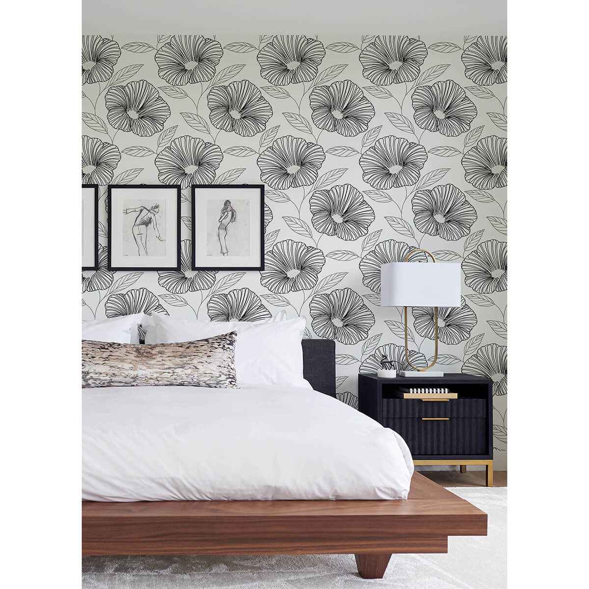 Mythic Black Floral Wallpaper - York Wallcoverings - 2973-91134 - York Wallcoverings Wallpaper