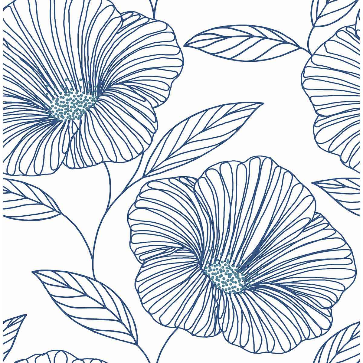 Mythic Blue Floral Wallpaper - York Wallcoverings - 2973-91135 - York Wallcoverings Wallpaper