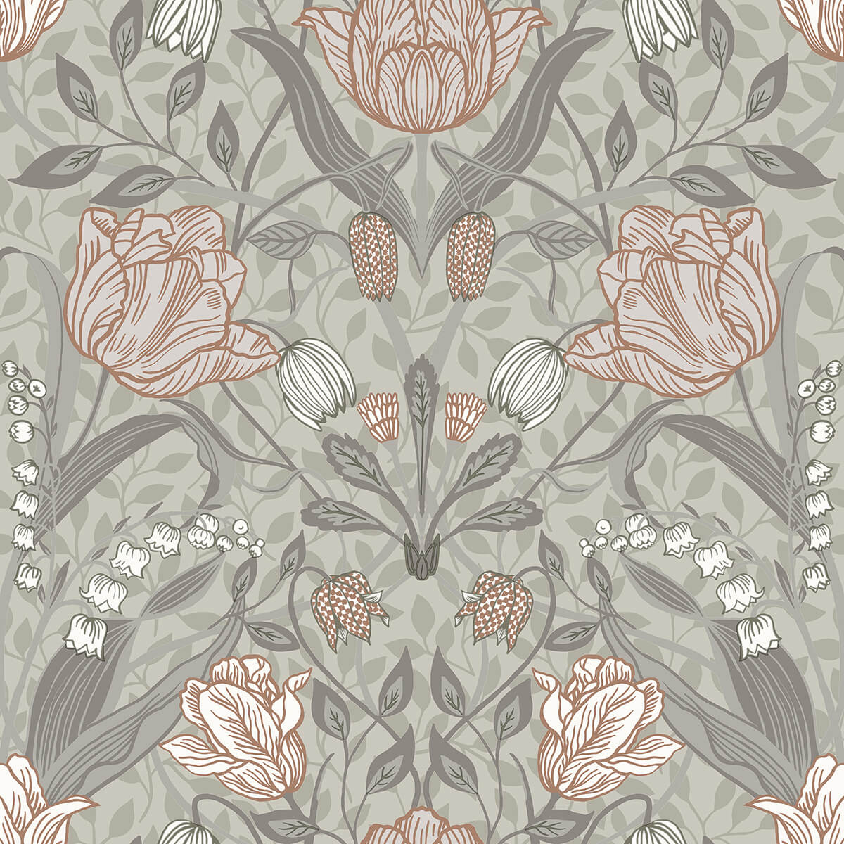 filippa-grey-tulip-wallpaper-york-wallcoverings-2999-44105 - York Wallcoverings Papel pintado