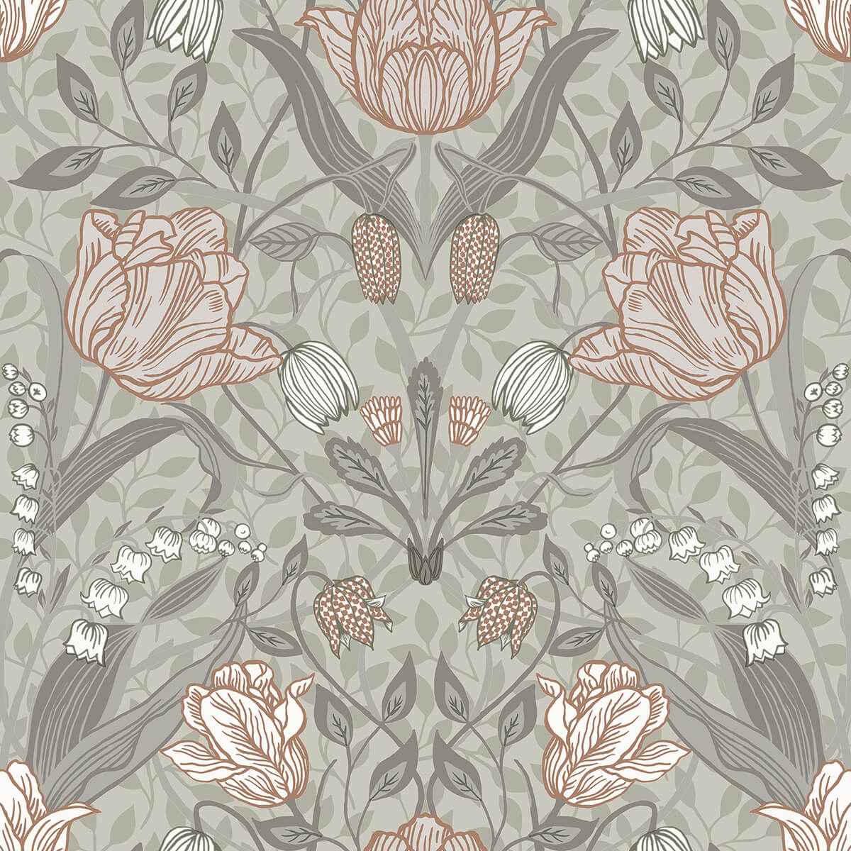 Filippa Grey Tulip Wallpaper - York Wallcoverings - 2999-44105