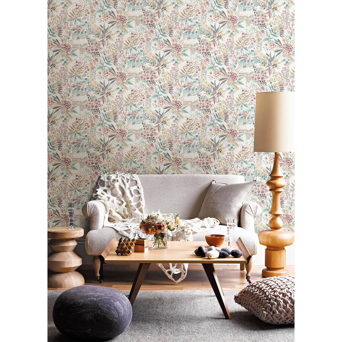 teal-peach-naupaka-peel-and-stick-wallpaper-york-wallcoverings-nus4309 - York Wallcoverings Wallpaper