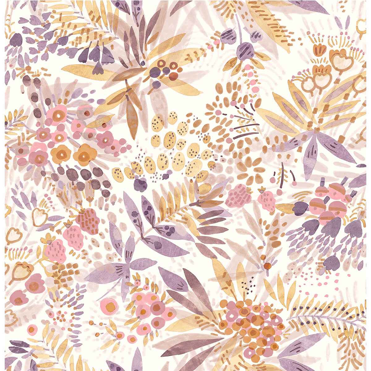 Plum Ochre Naupaka Peel and Stick Wallpaper - York Wallcoverings - NUS4310