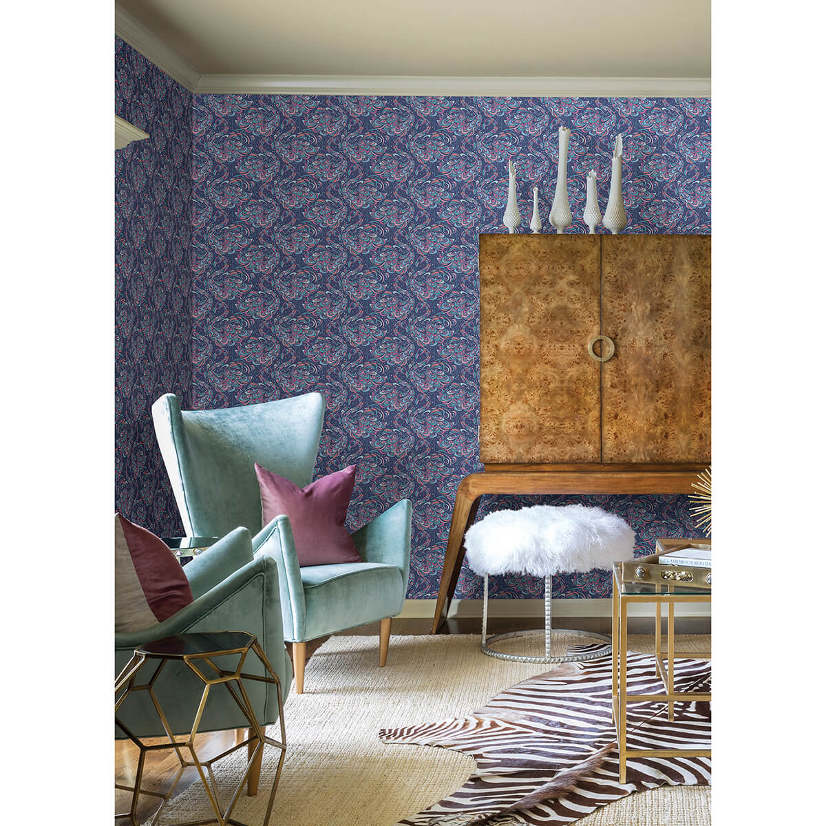 cobalt-flamingo-peel-and-stick-wallpaper-york-wallcoverings-nus4326 - York Wallcoverings Wallpaper