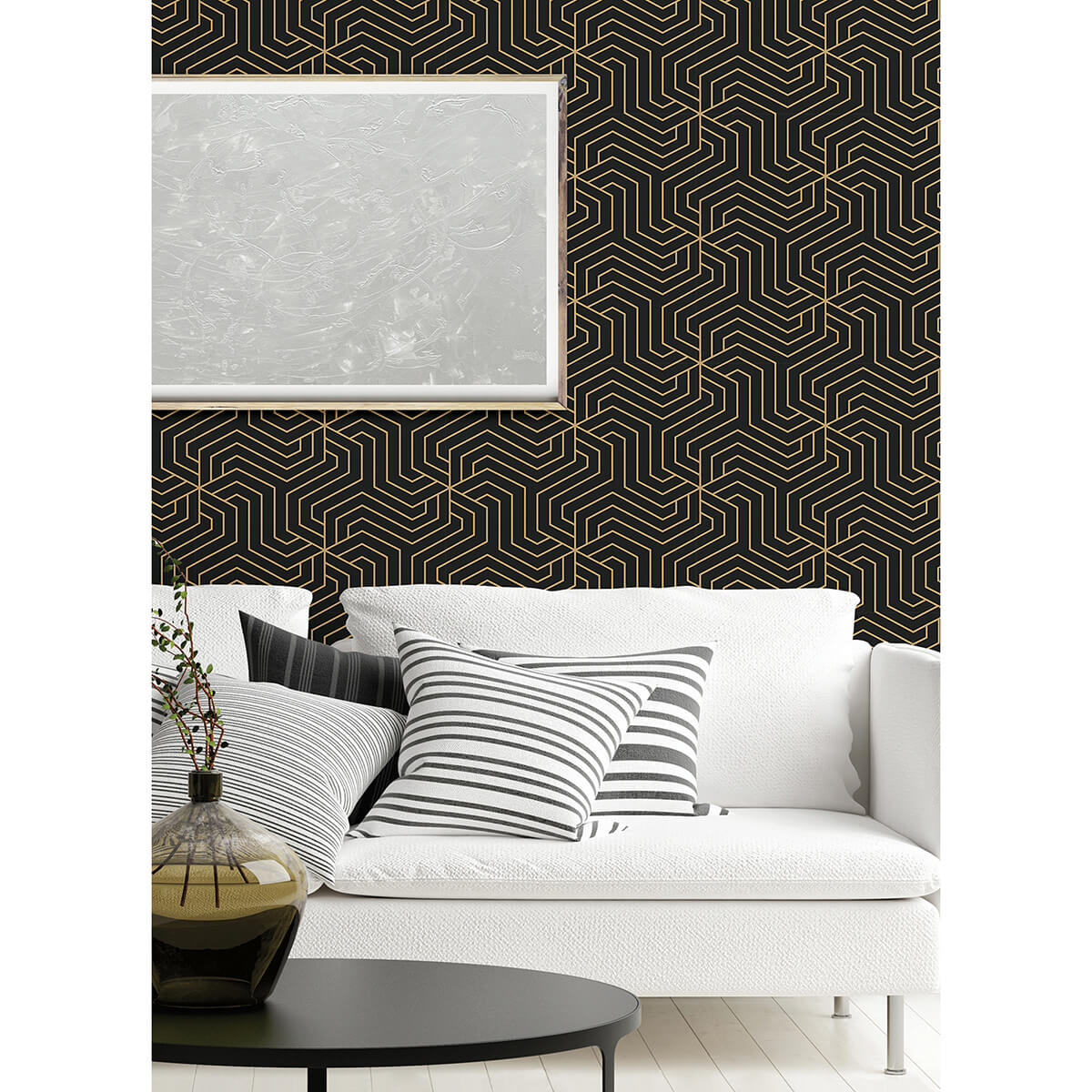 black-ramsey-geometric-peel-and-stick-wallpaper-york-wallcoverings-rzs4526 - York Wallcoverings Wallpaper