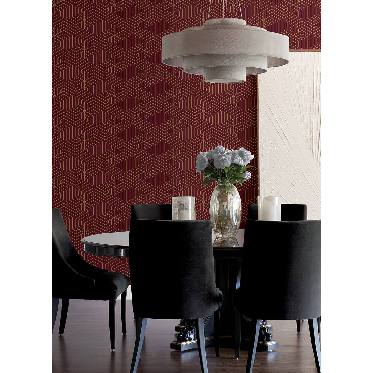 burgundy-ramsey-geometric-peel-and-stick-wallpaper-york-wallcoverings-rzs4527 - York Wallcoverings Wallpaper