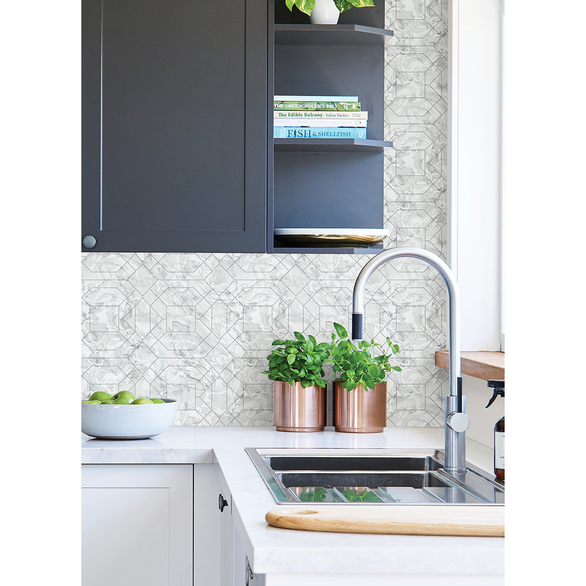 silver-seraphina-geometric-peel-and-stick-wallpaper-york-wallcoverings-rzs4532 - York Wallcoverings Wallpaper