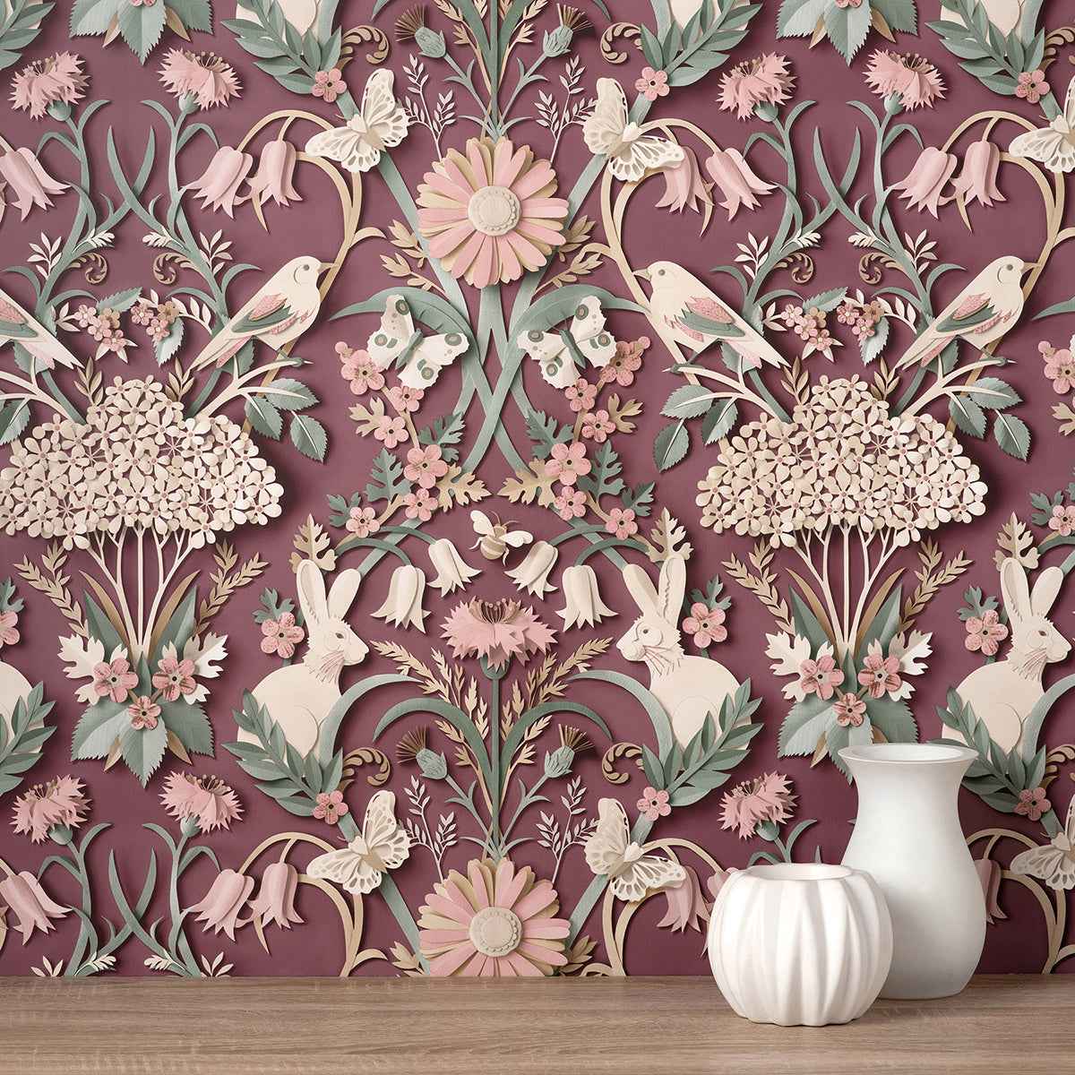 Fae Plum Woodland Wallpaper - York Wallcoverings - FD42949 - York Wallcoverings Wallpaper