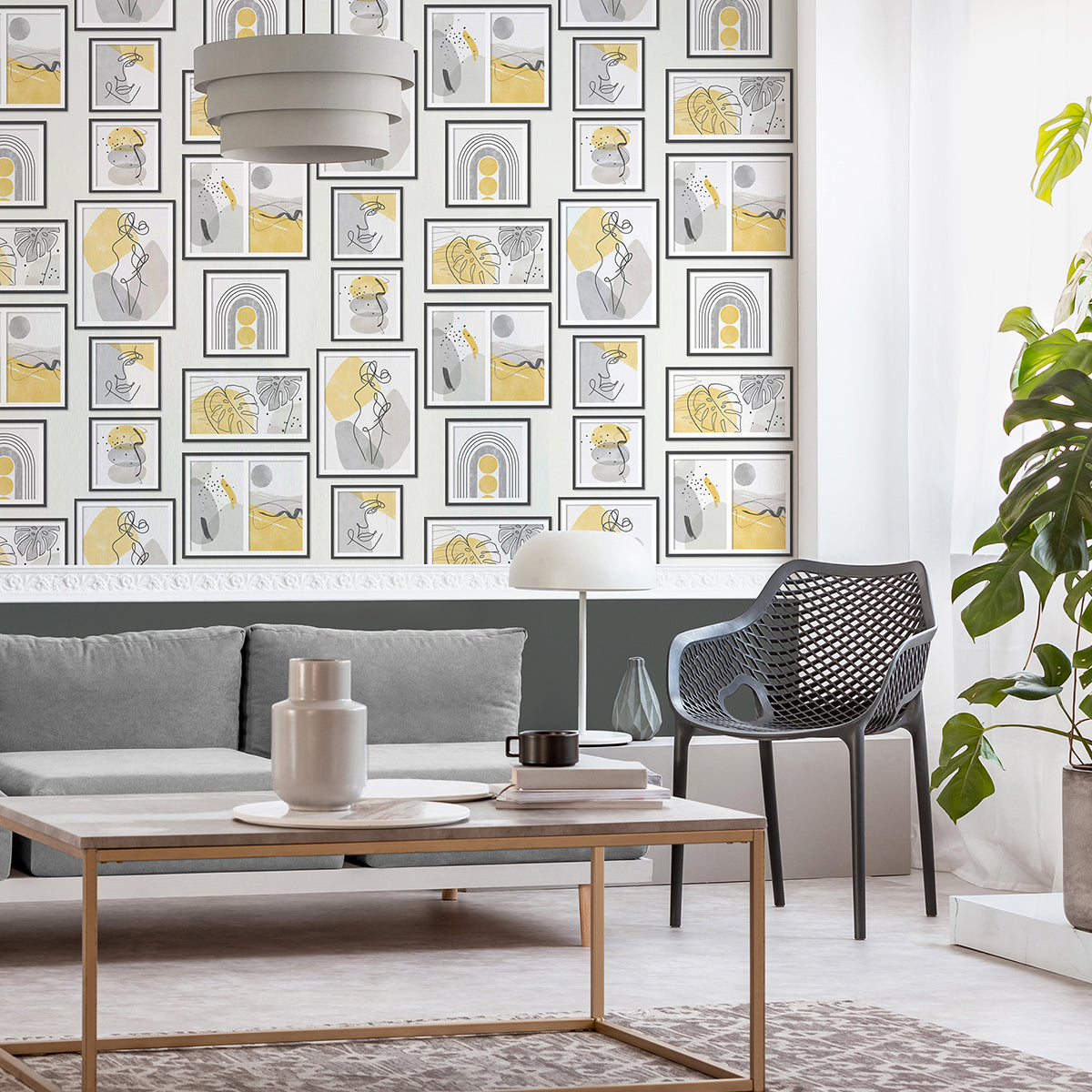 krasner-mustard-gallery-wallpaper-york-wallcoverings-m1712 - York Wallcoverings Wallpaper