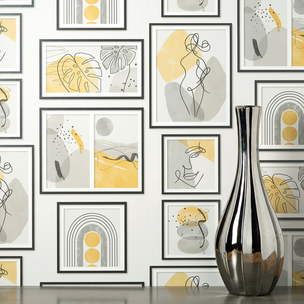 krasner-mustard-gallery-wallpaper-york-wallcoverings-m1712 - York Wallcoverings Wallpaper