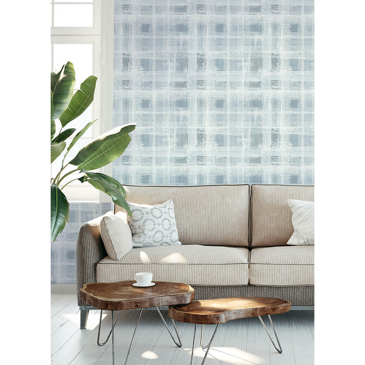 blue-stuart-plaid-plaid-peel-and-stick-wallpaper-york-wallcoverings-sls4294 - York Wallcoverings Wallpaper