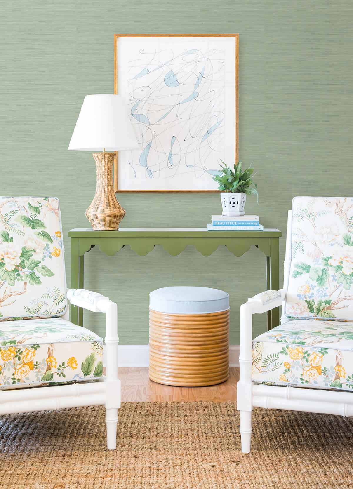 Sage Classic Faux Grasscloth Peel and Stick Wallpaper - York Wallcoverings - SSS4568 - York Wallcoverings Wallpaper