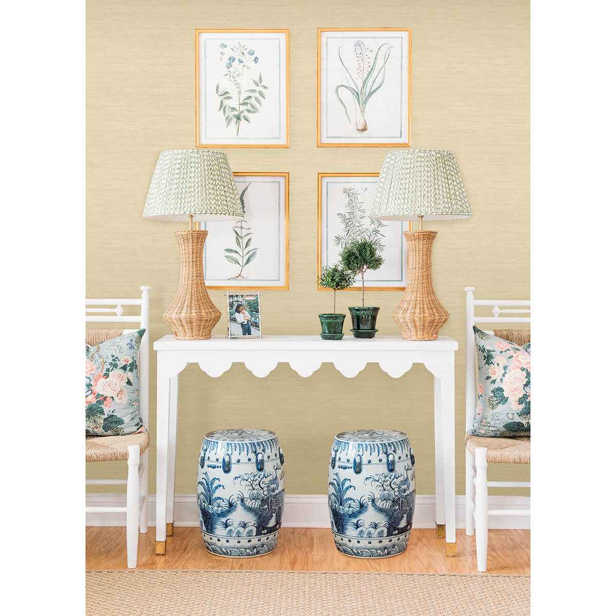 Wheat Classic Faux Grasscloth Peel and Stick Wallpaper - York Wallcoverings - SSS4570 - York Wallcoverings Wallpaper