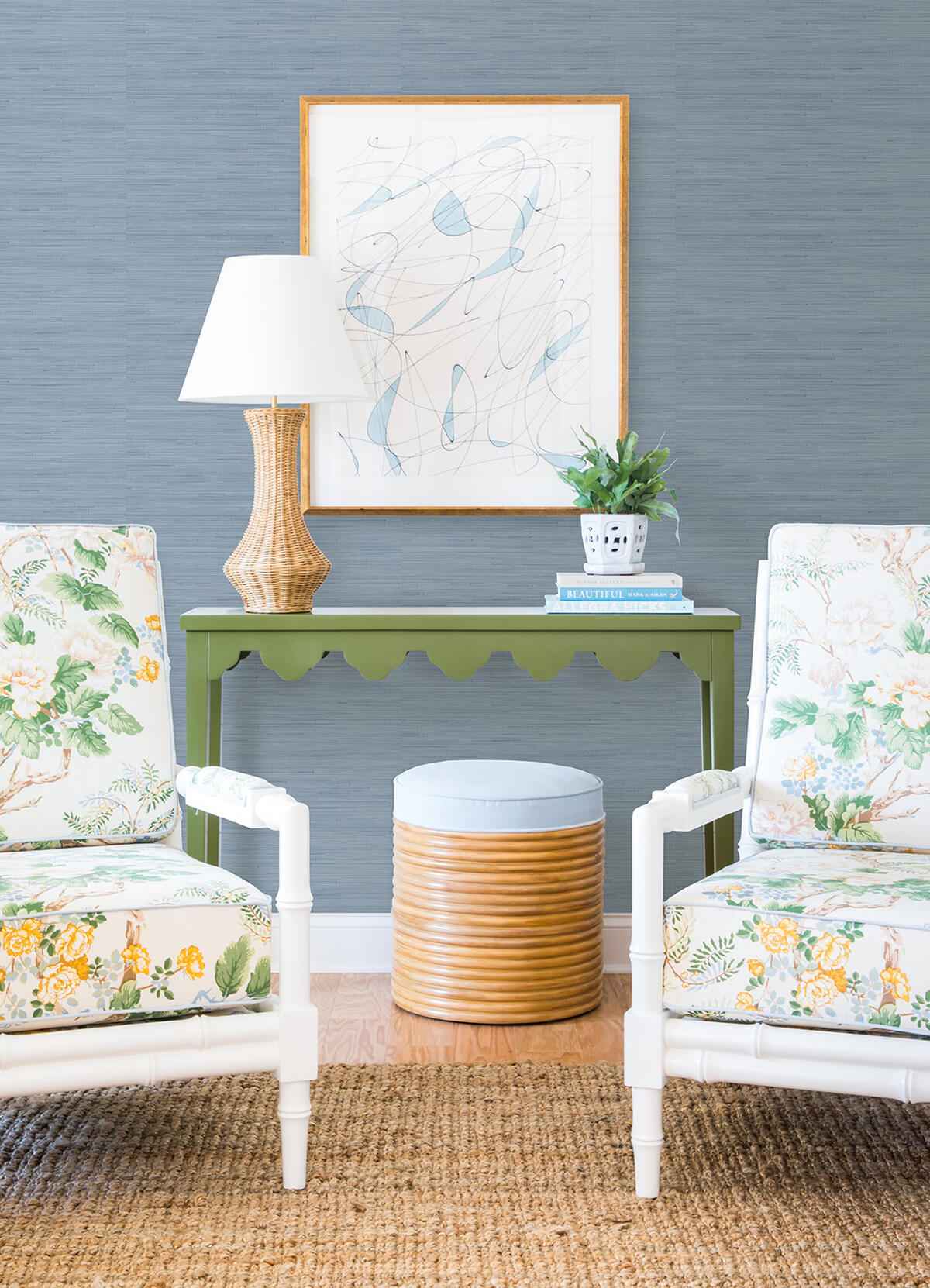 Mineral Blue Classic Faux Grasscloth - York Wallcoverings - SSS4572 - York Wallcoverings Wallpaper