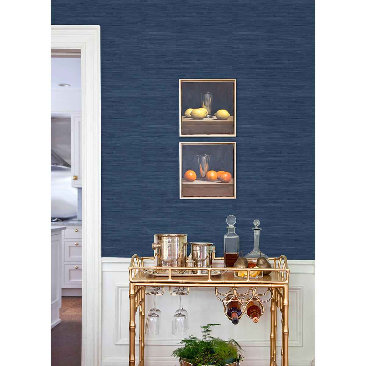 Navy Blue Classic Faux Grasscloth Peel and Stick Wallpaper - York Wallcoverings - SSS4567 - York Wallcoverings Wallpaper