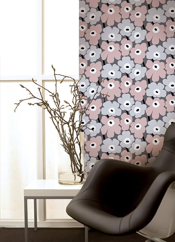 pink-pieni-unikko-peel-and-stick-wallpaper-york-wallcoverings-mks4491 - York Wallcoverings Wallpaper