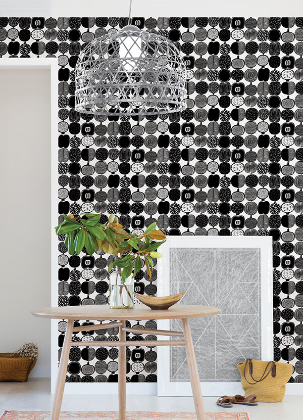 black-and-white-kompotti-peel-and-stick-wallpaper-york-wallcoverings-mks4501 - York Wallcoverings Wallpaper