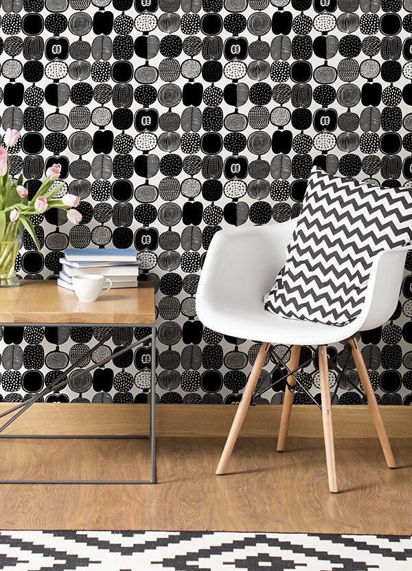 black-and-white-kompotti-peel-and-stick-wallpaper-york-wallcoverings-mks4501 - York Wallcoverings Wallpaper