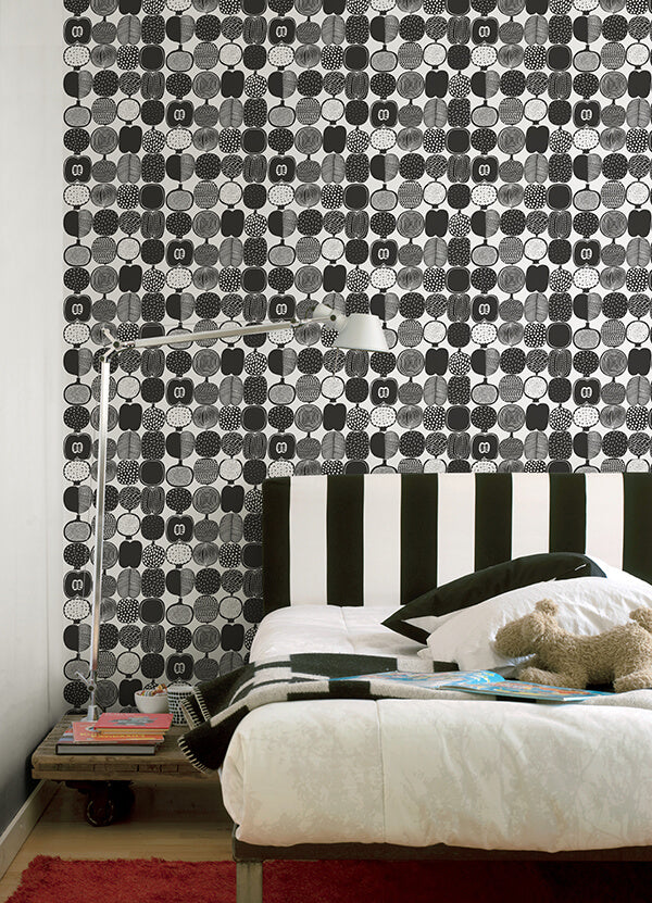 black-and-white-kompotti-peel-and-stick-wallpaper-york-wallcoverings-mks4501 - York Wallcoverings Wallpaper