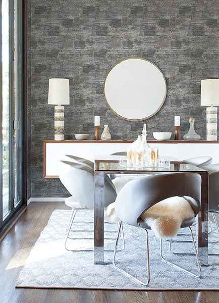 Pele Silver Distressed Wallpaper - York Wallcoverings - 2976-86407