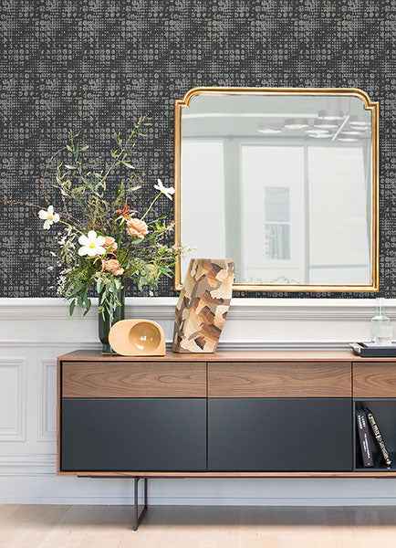 Celeste Silver Circle Grid Wallpaper - York Wallcoverings - 2976-86409