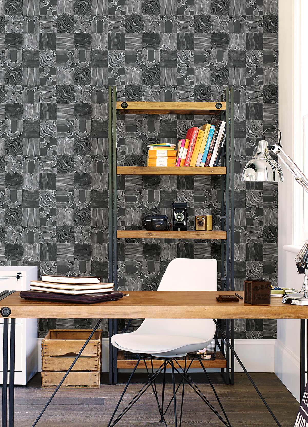 black-vaughn-geometric-peel-and-stick-wallpaper-york-wallcoverings-nus4629 - York Wallcoverings Wallpaper