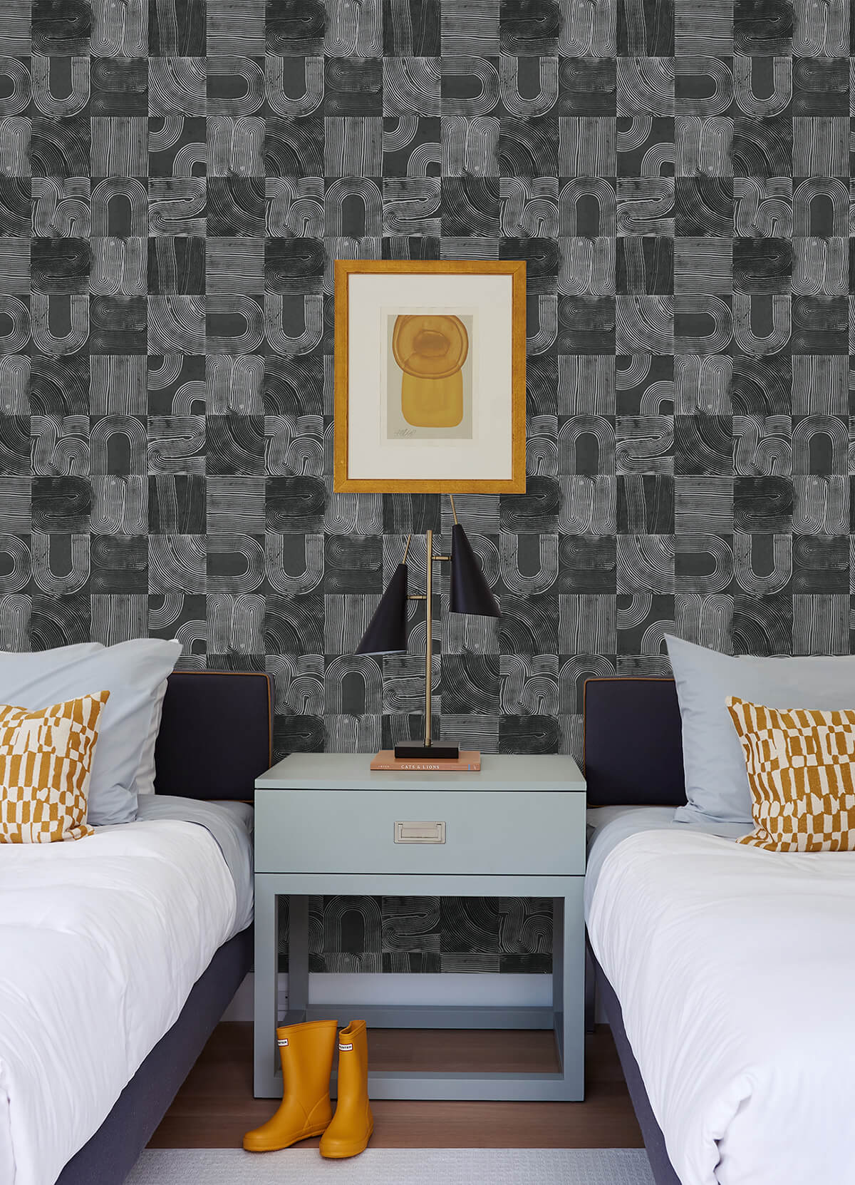 black-vaughn-geometric-peel-and-stick-wallpaper-york-wallcoverings-nus4629 - York Wallcoverings Wallpaper
