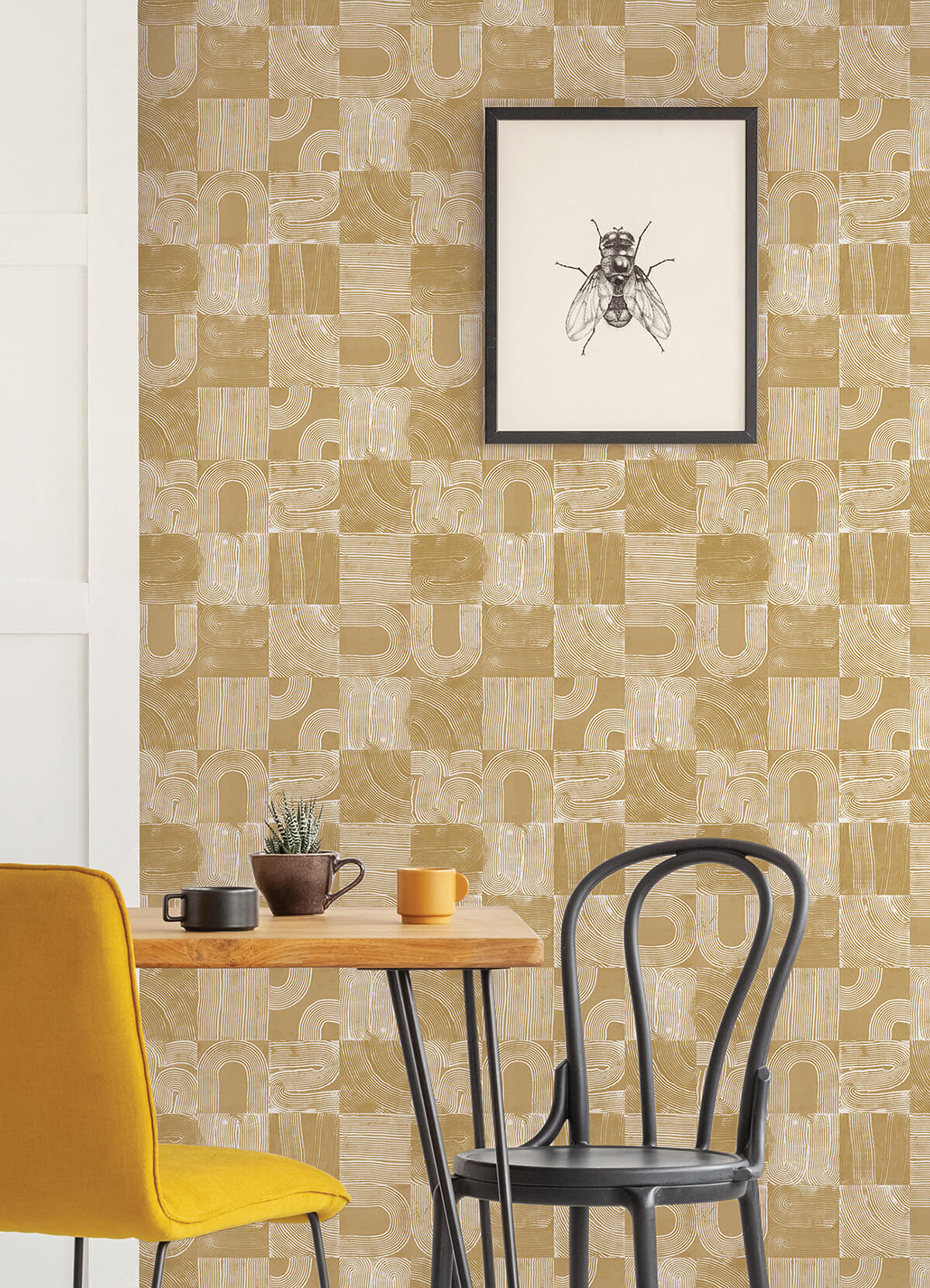 yellow-vaughn-geometric-peel-and-stick-wallpaper-york-wallcoverings-nus4631 - York Wallcoverings Wallpaper
