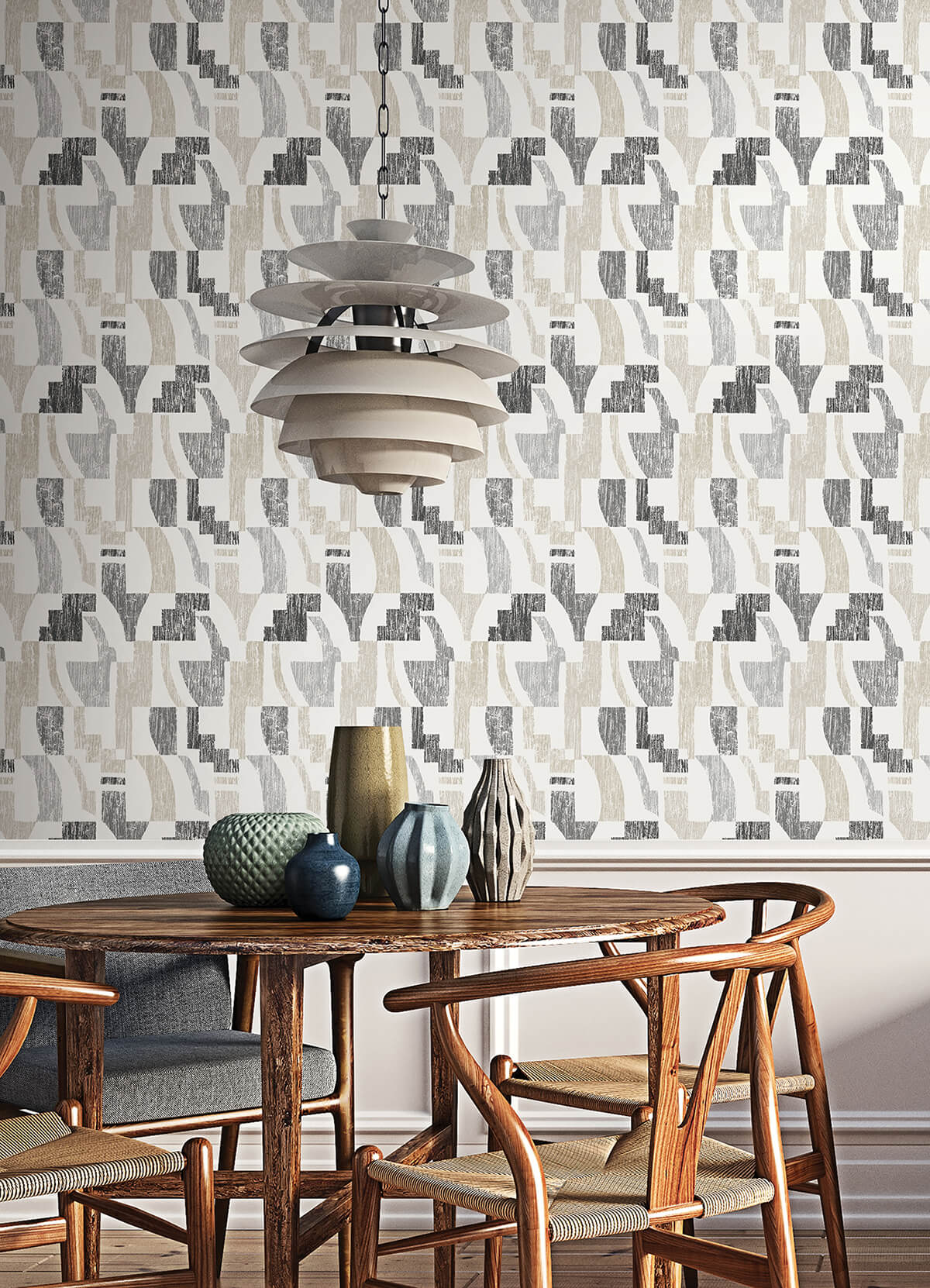 taupe-multi-lenny-geometric-peel-and-stick-wallpaper-york-wallcoverings-nus4634 - York Wallcoverings Wallpaper