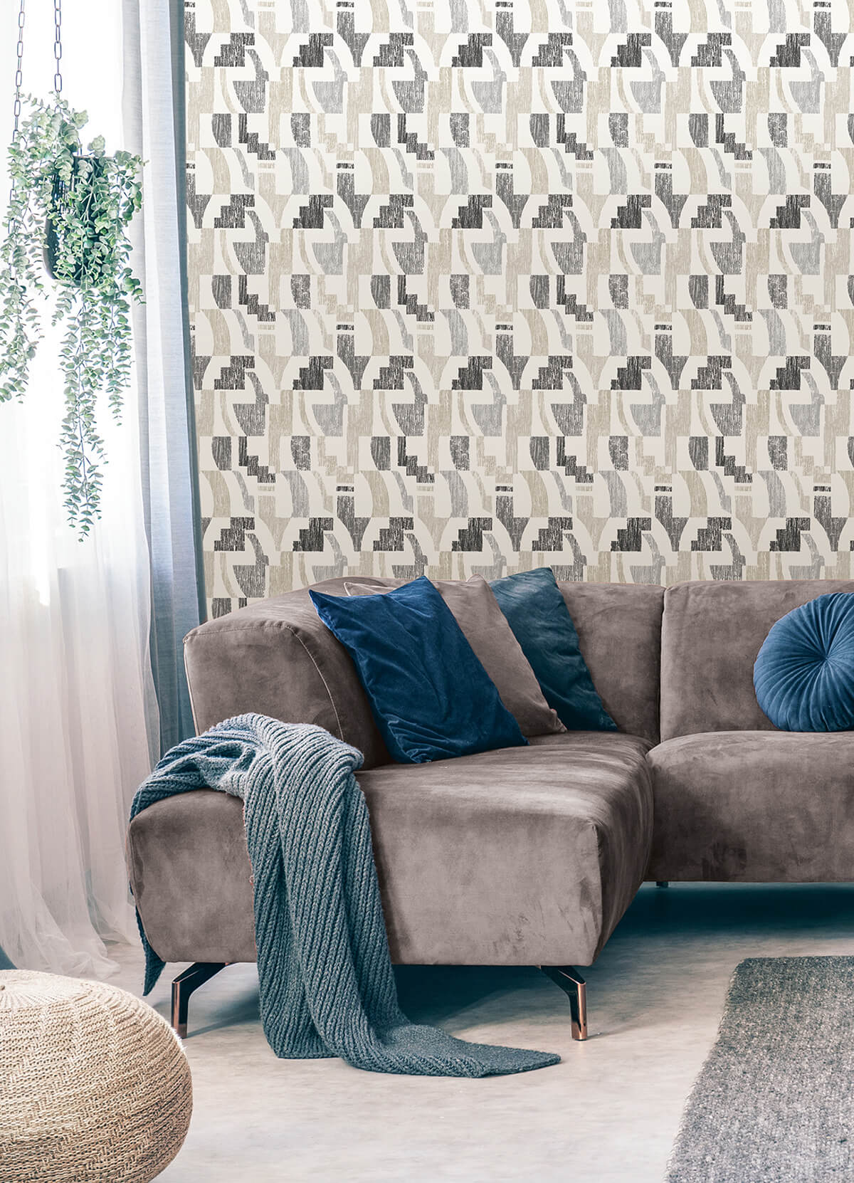 taupe-multi-lenny-geometric-peel-and-stick-wallpaper-york-wallcoverings-nus4634 - York Wallcoverings Wallpaper