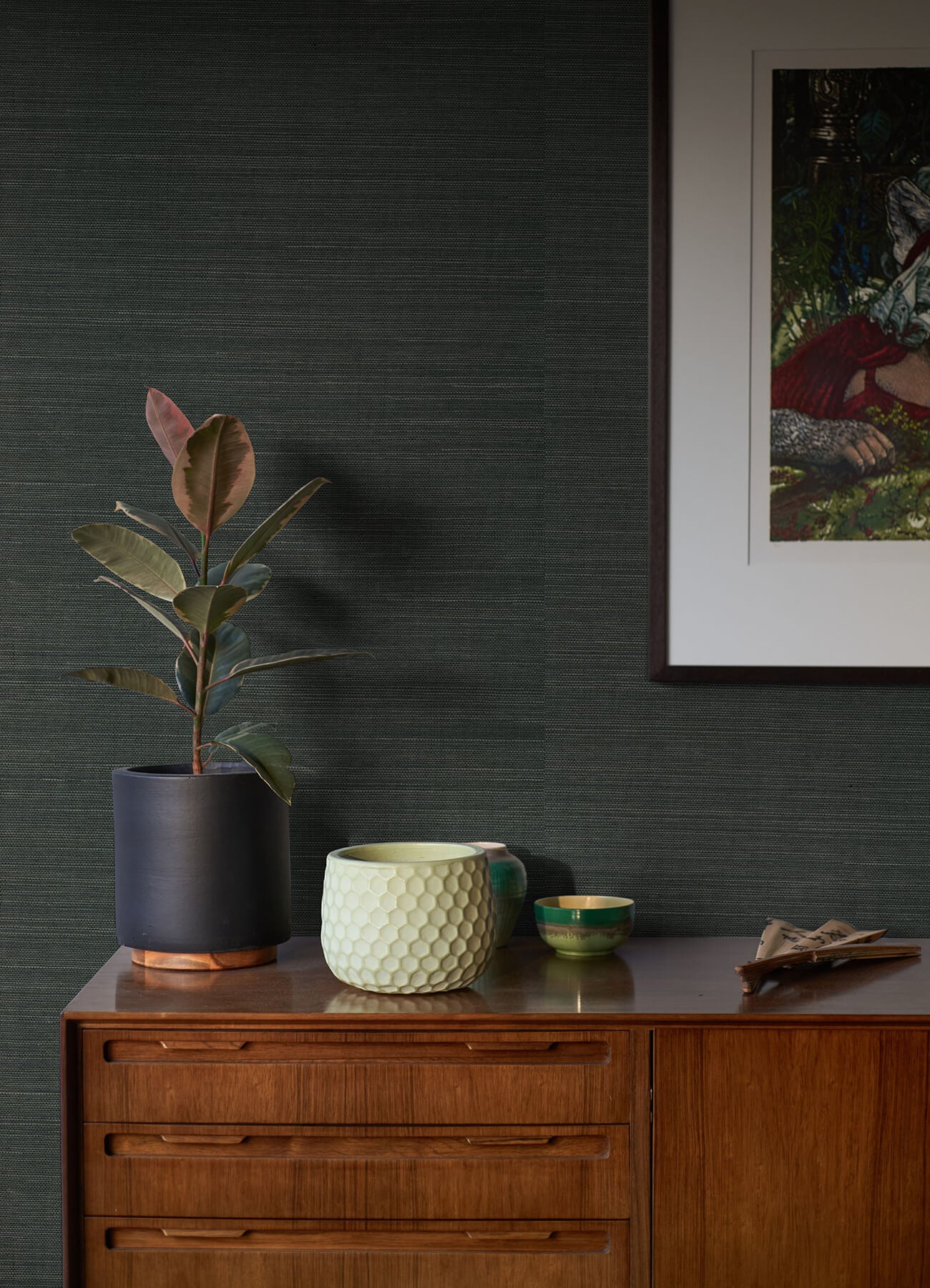 kowloon-charcoal-sisal-grasscloth-wallpaper-york-wallcoverings-2923-80075 - York Wallpaper Wallpaper