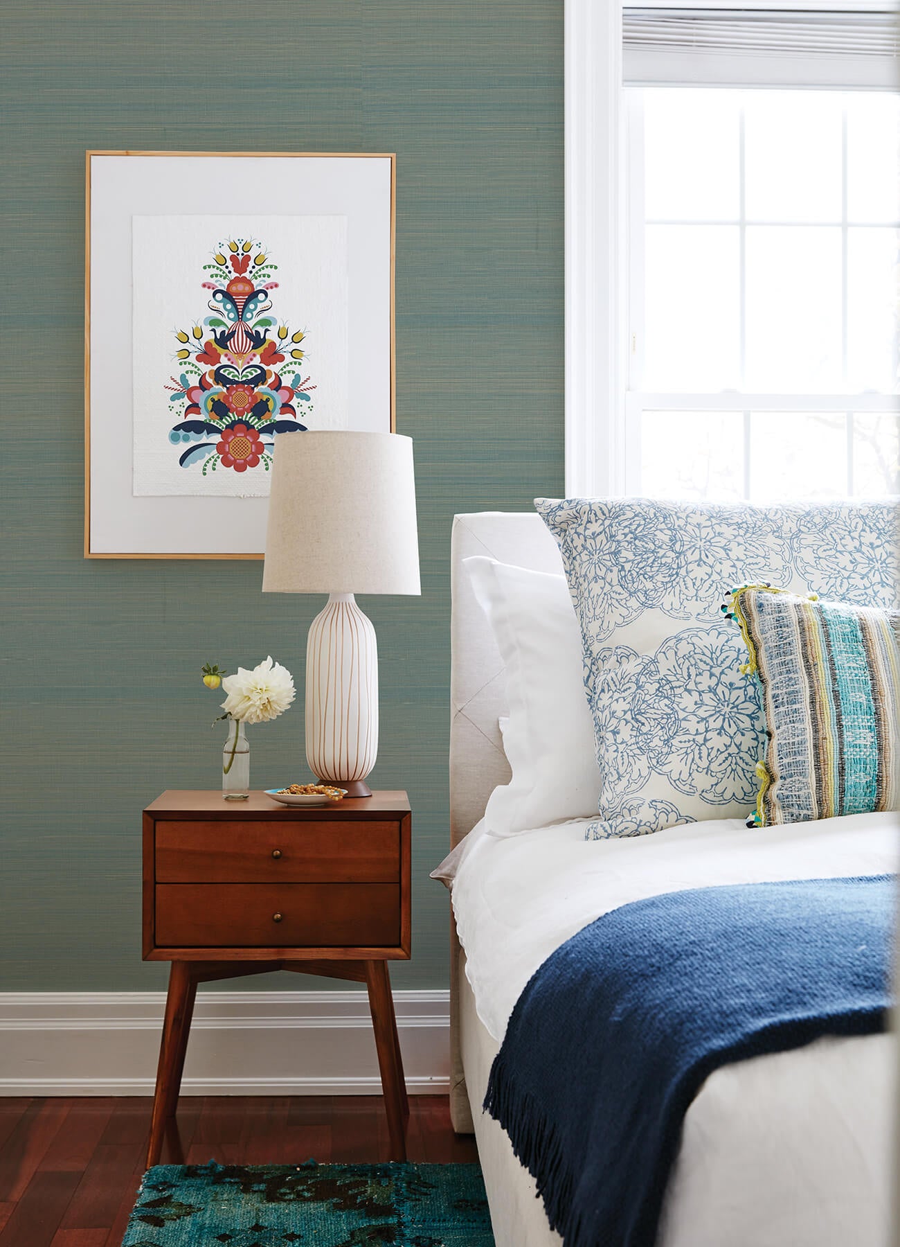 mai-turquoise-grasscloth-wallpaper-york-wallcoverings-2923-86101 - York Wallcoverings Wallpaper