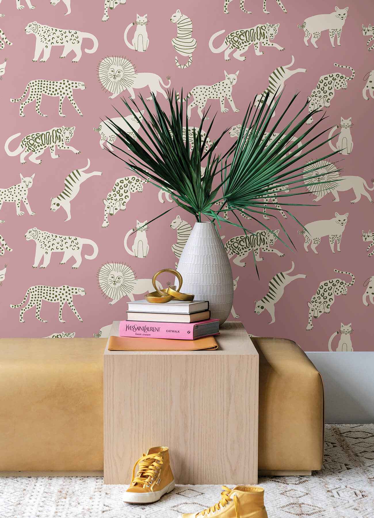 Pink Kitty Kitty Peel & Stick Wallpaper - York Wallcoverings - LDS4583 - York Wallcoverings Wallpaper