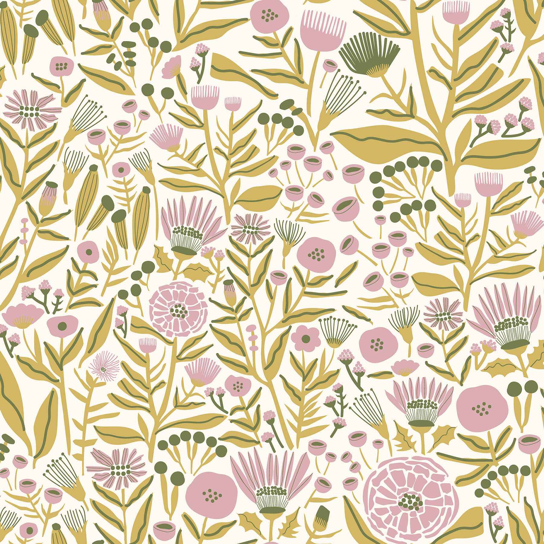 Yellow Marigold Forest Flower Peel and Stick Wallpaper - York Wallcoverings - LDS4587