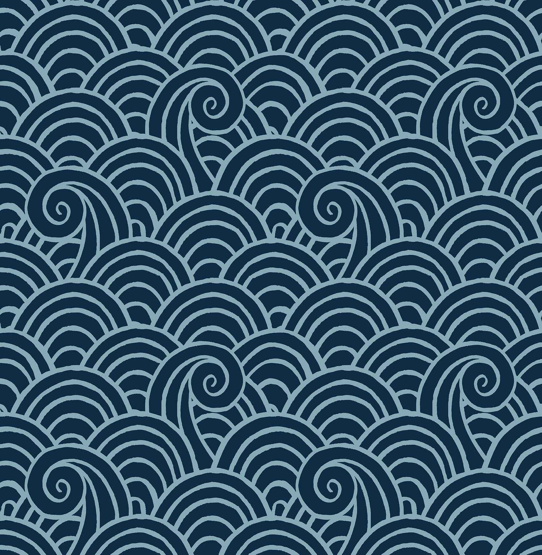 Alorah Navy Wave Wallpaper - York Wallcoverings - 4081-26305