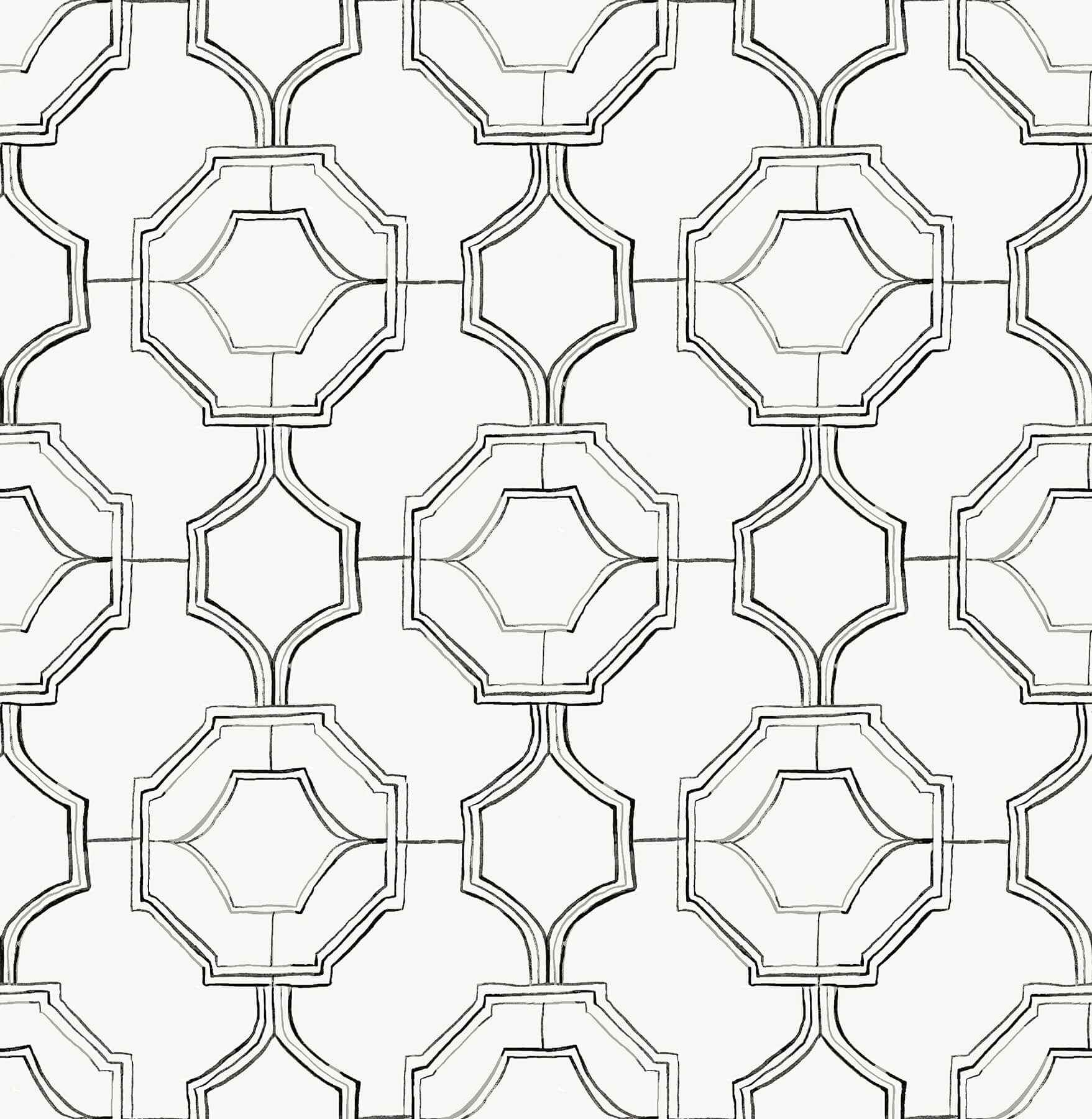 Gallina Charcoal Trellis Wallpaper - York Wallcoverings - 4081-26315