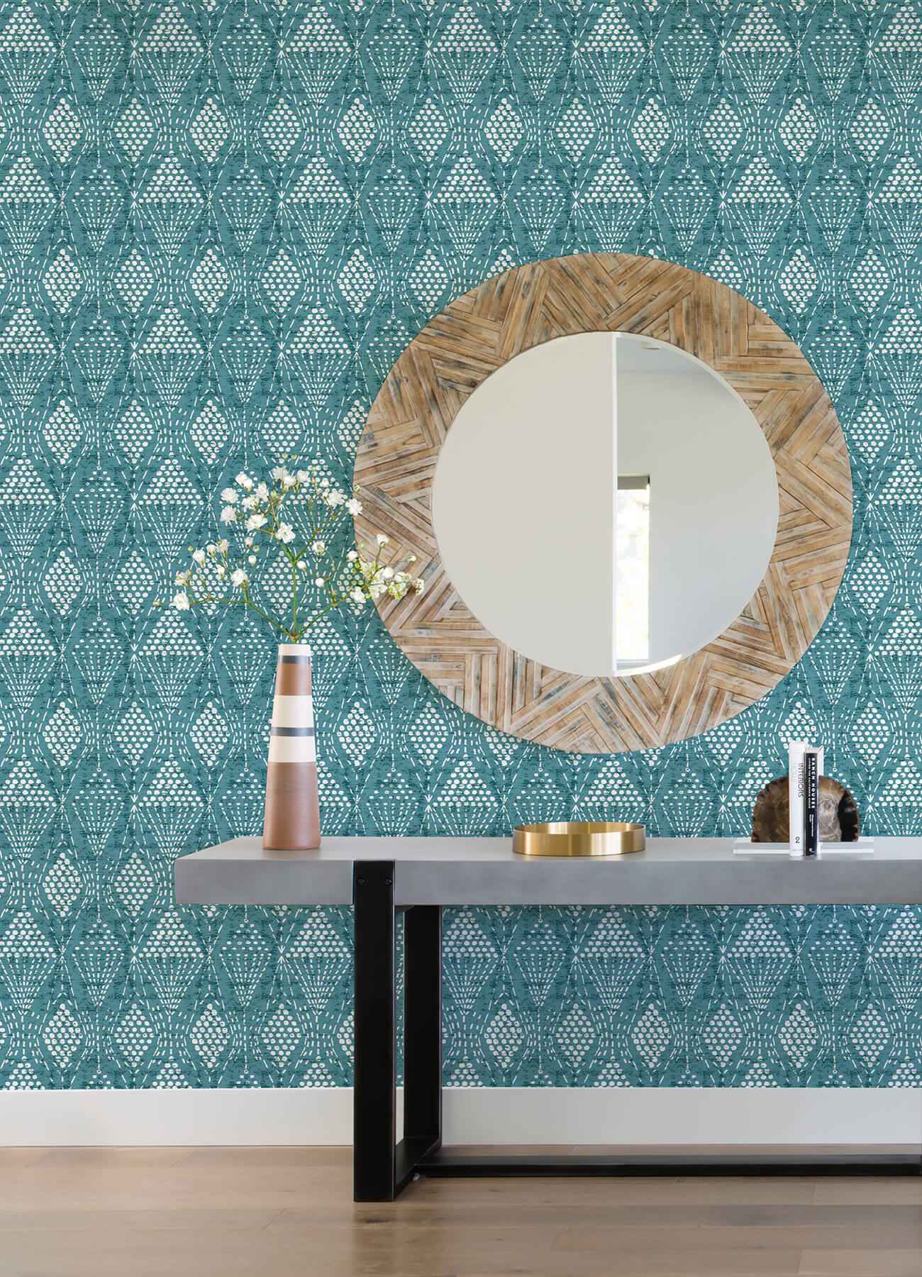 Grady Teal Dotted Geometric Wallpaper - York Wallcoverings - 4081-26318 - York Wallcoverings Wallpaper