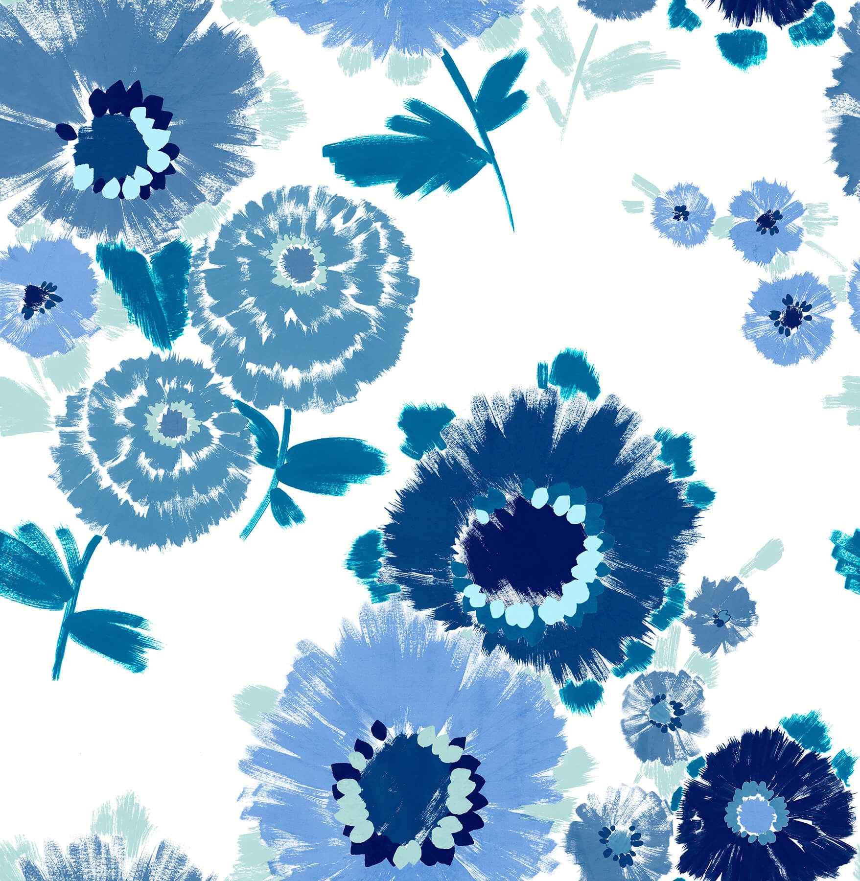 Essie Blue Painterly Floral Wallpaper - York Wallcoverings - 4081-26324 - York Wallcoverings Wallpaper