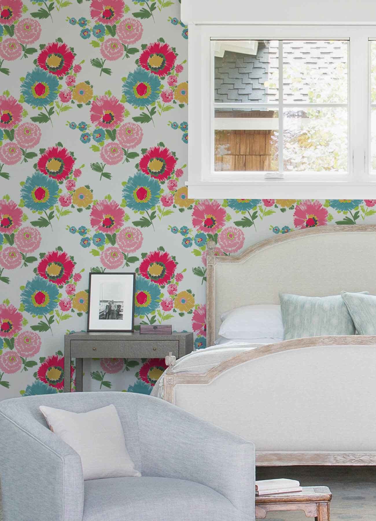 Essie Pink Painterly Floral Wallpaper - York Wallcoverings - 4081-26326 - York Wallcoverings Wallpaper