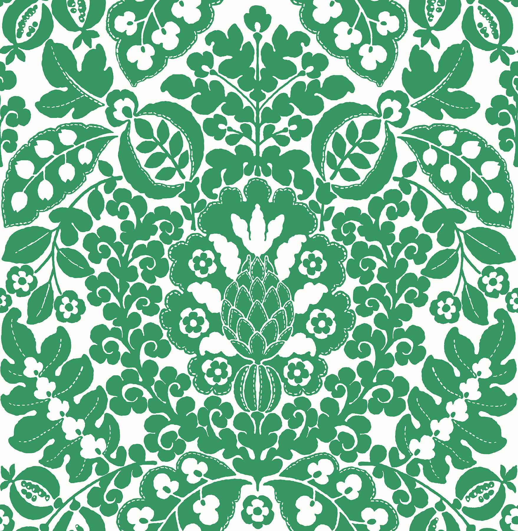 Marni Green Fruit Damask Wallpaper - York Wallcoverings - 4081-26333