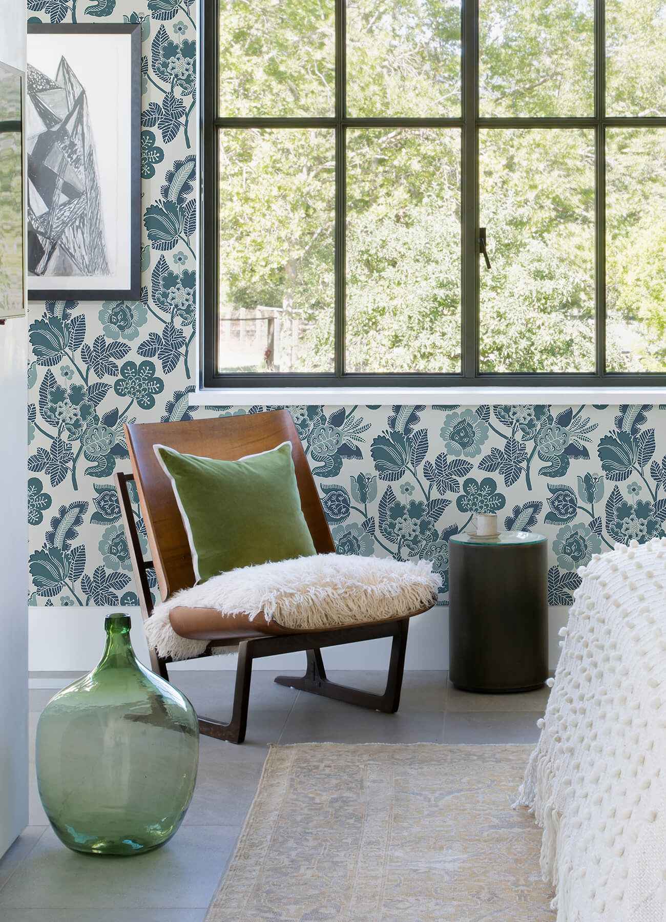 Jana Teal Jacobean Wallpaper - York Wallcoverings - 4081-26340 - York Wallcoverings Wallpaper