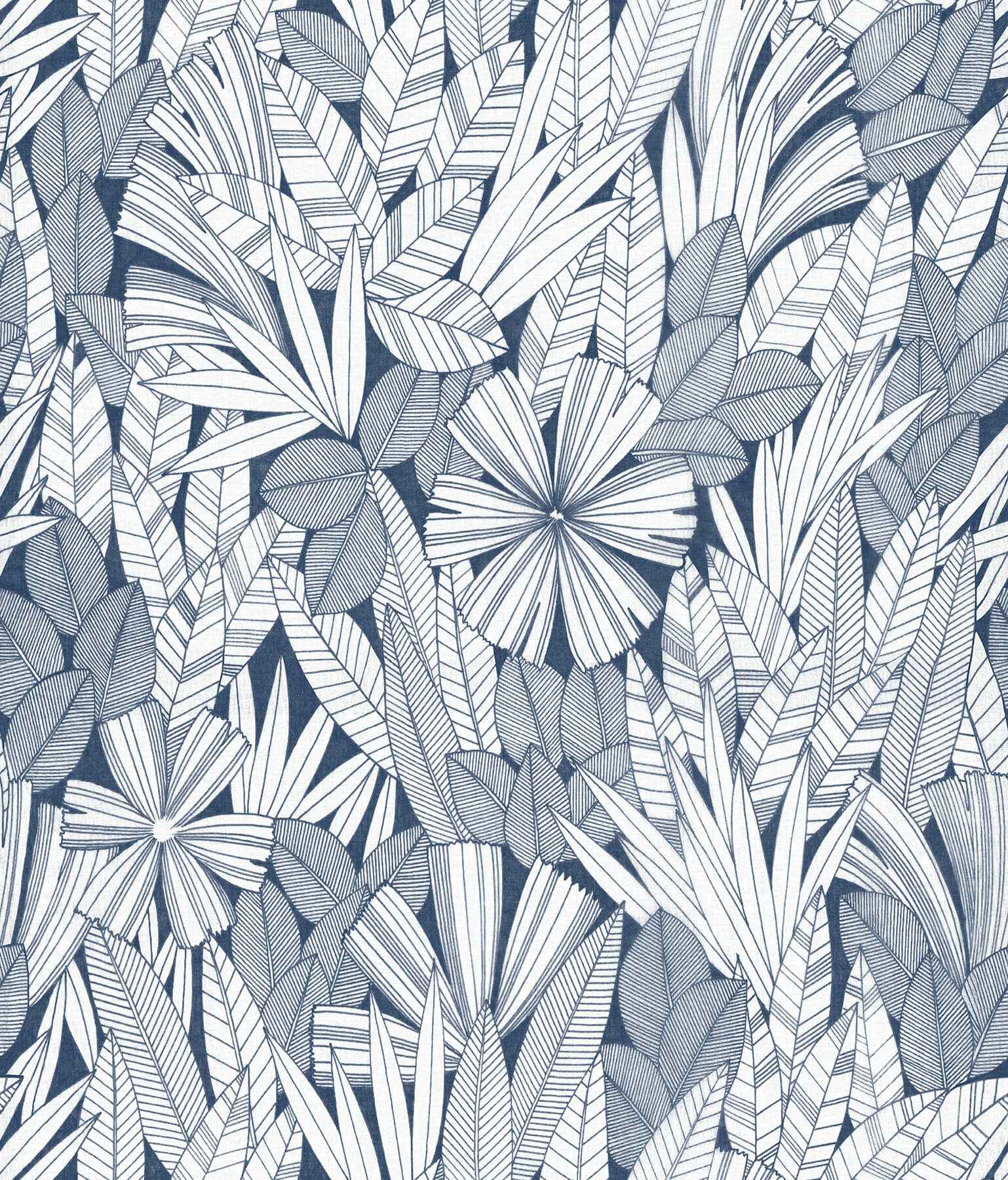 Bannon Blue Leaves Wallpaper - York Wallcoverings - 4081-26342