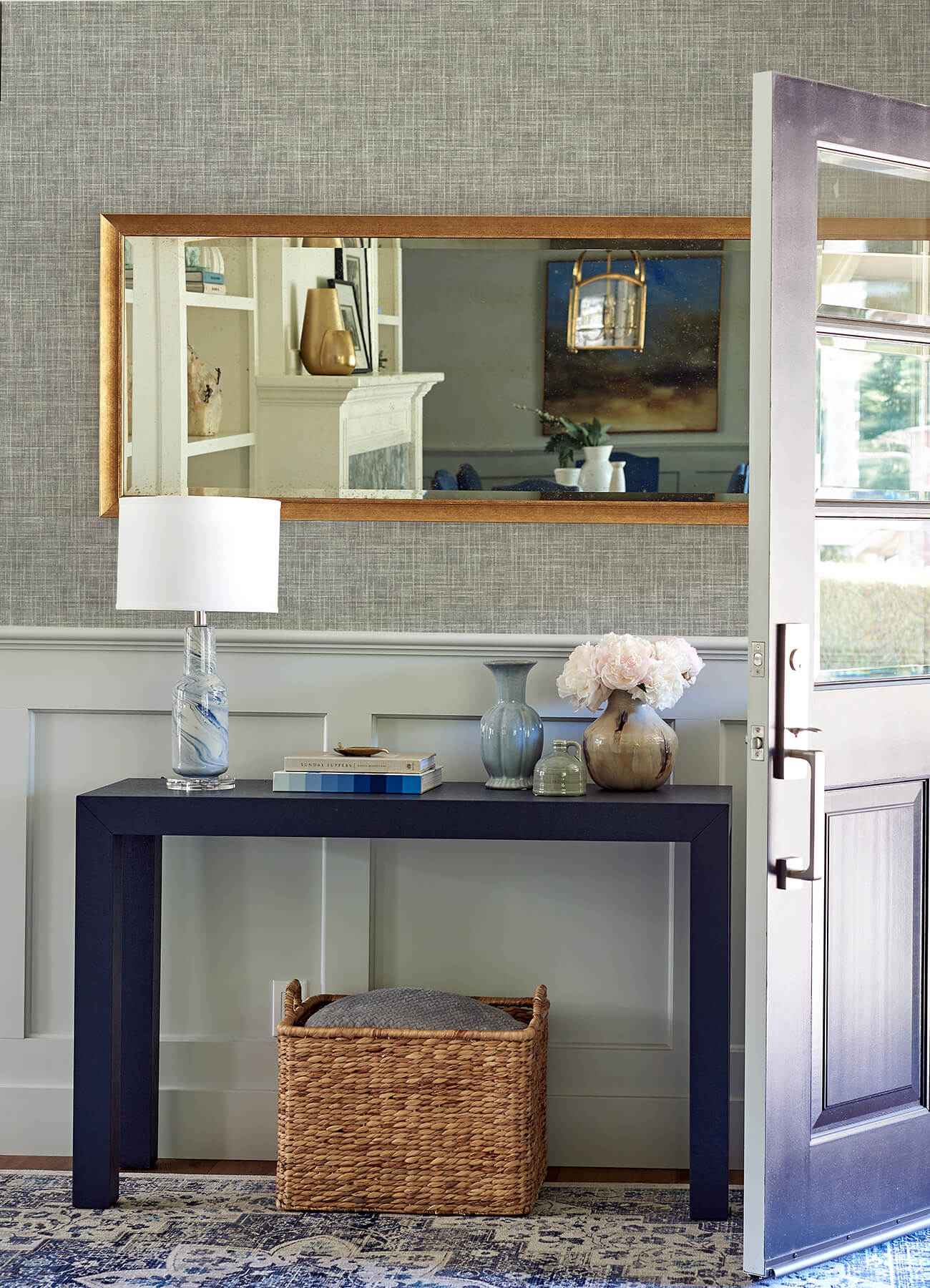 Emerson Grey Faux Linen Wallpaper - York Wallcoverings - 4081-26354 - York Wallcoverings Wallpaper