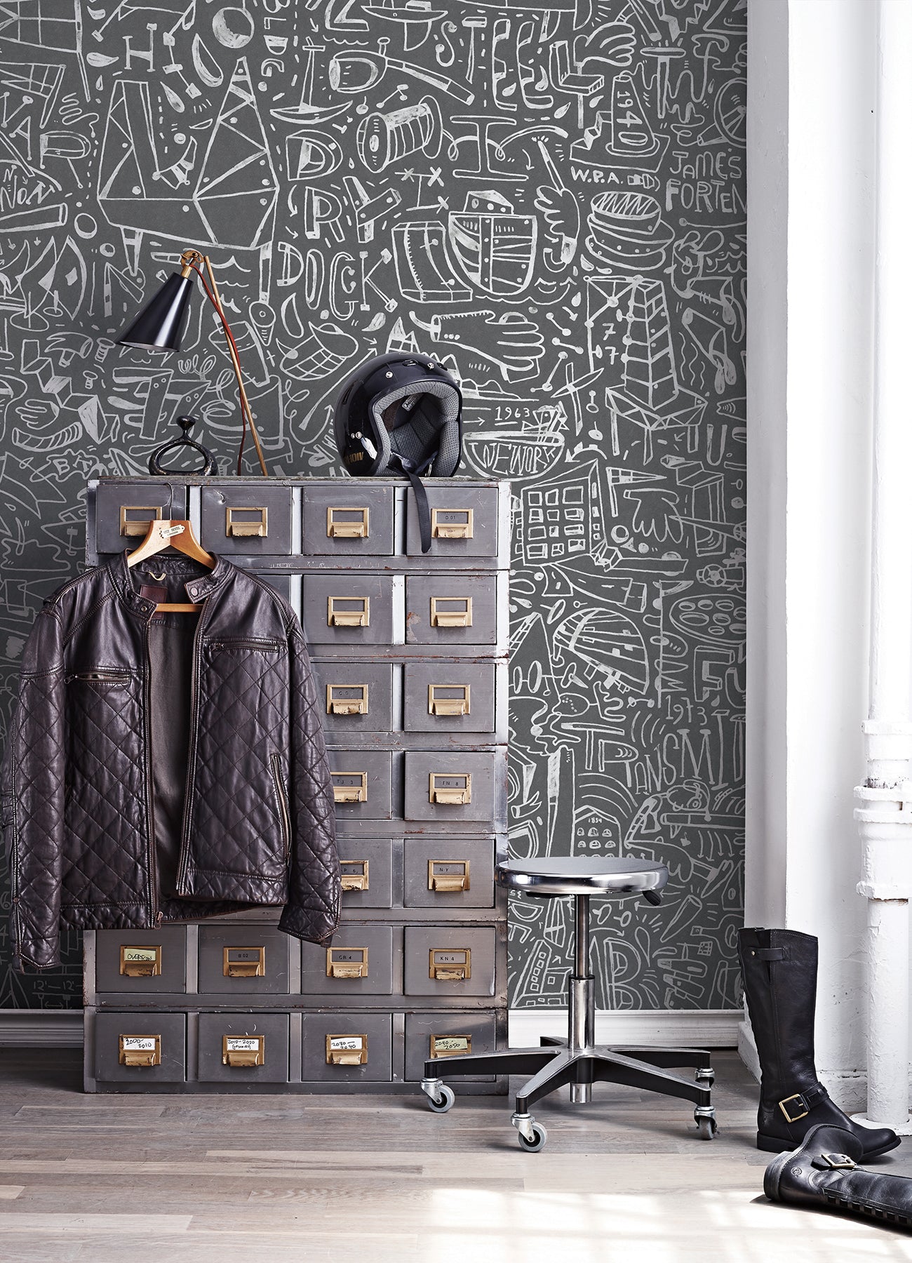 bklyn-navy-yard-grey-wall-mural-york-wallcoverings-astm4129 - York Wallcoverings Wallpaper