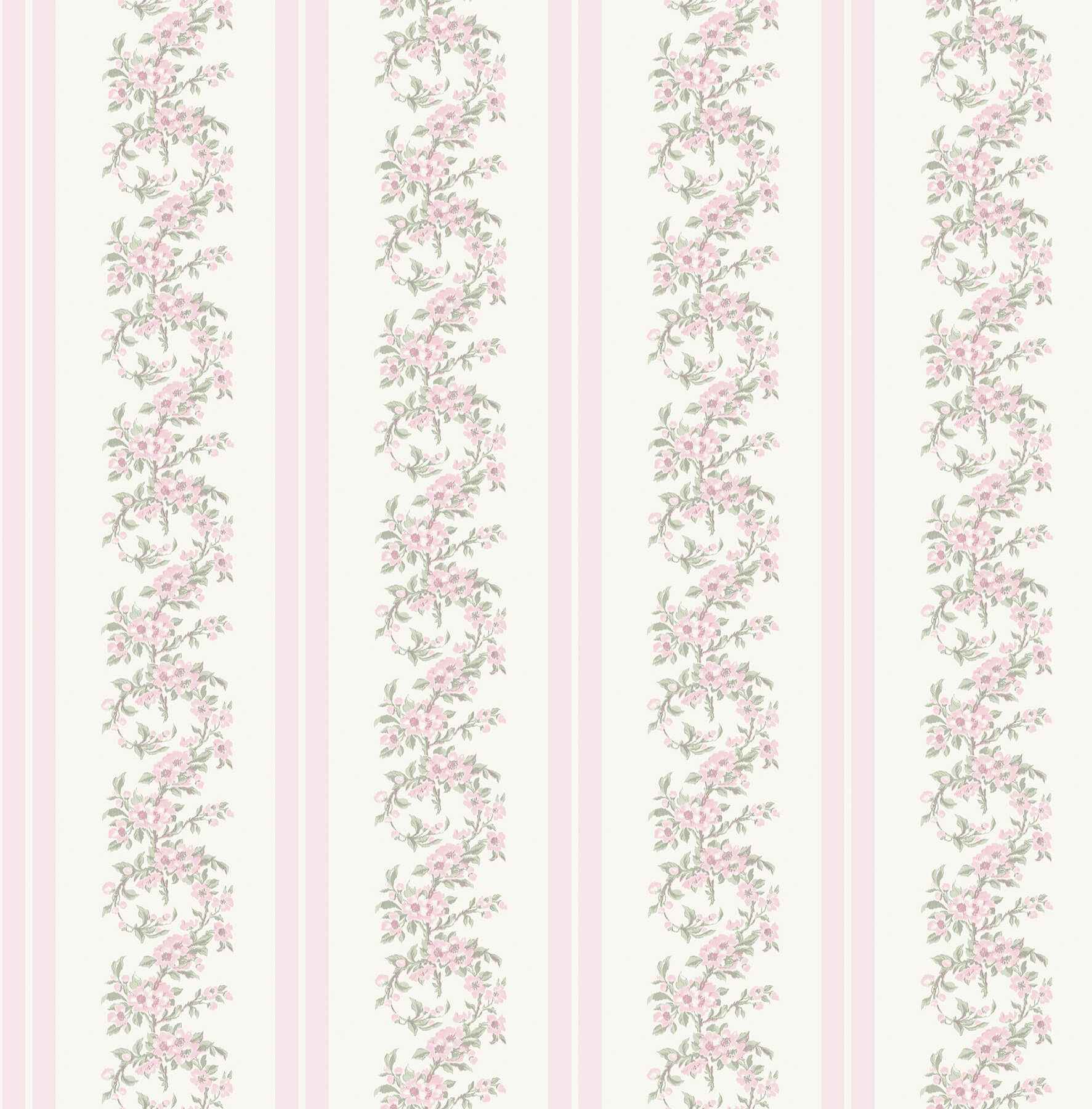 Marigold Wreath Pastel Peach Floral Stripe Wallpaper - York Wallcoverings - AST4649 - York Wallcoverings Wallpaper