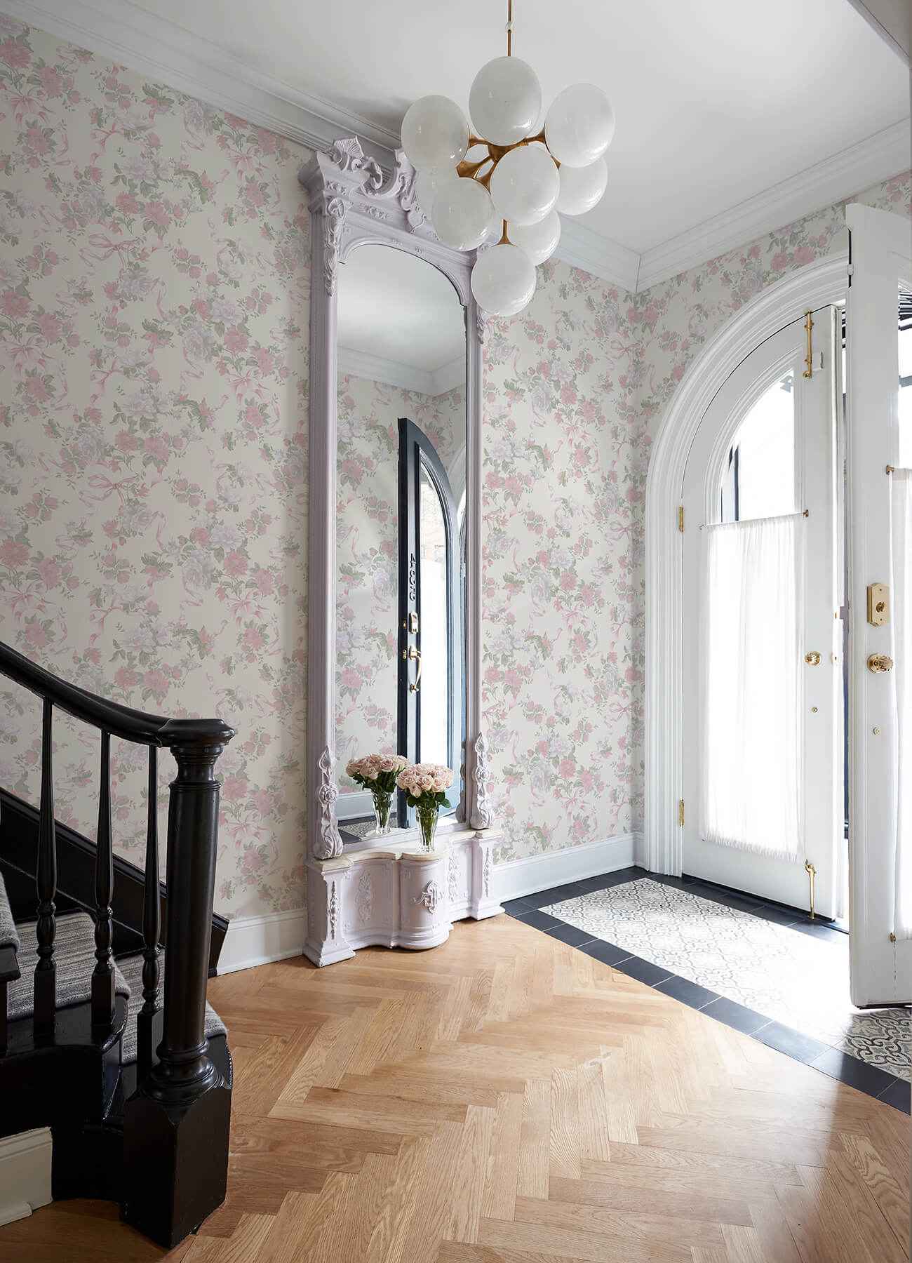 Cabbage Rose Bow Pretty in Pink Ribbons & Roses Wallpaper - York Wallcoverings - AST4653 - York Wallcoverings Wallpaper