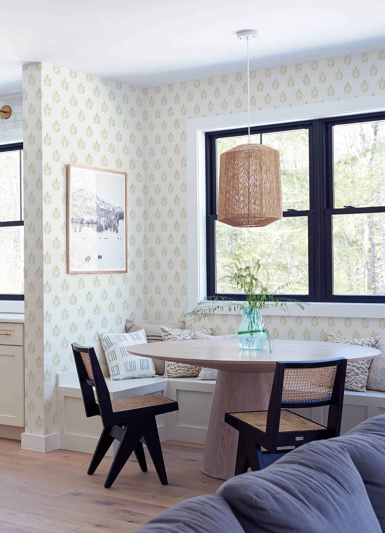 Ervic Blue Leaf Block Print Wallpaper - York Wallcoverings - 3122-11305 - York Wallcoverings Wallpaper
