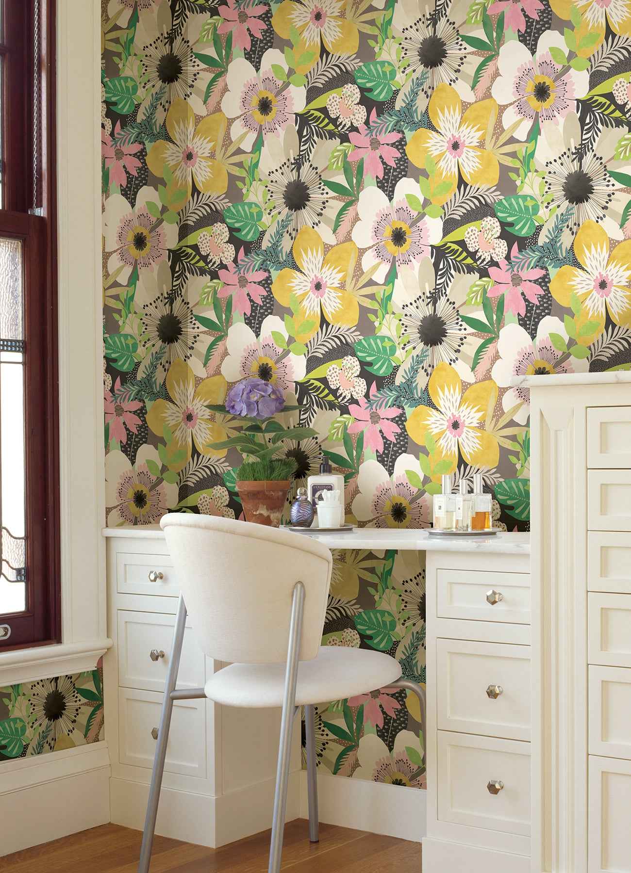 Janis Mustard Floral Riot Wallpaper - York Wallcoverings - CEP50102W - York Wallcoverings Wallpaper